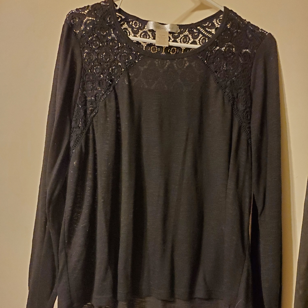 Youth and Revolt Black Sweater lace backing and Shoulders.